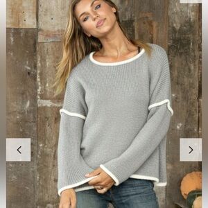 Wooden Ships size M/L gray angora wool blend chunky crew neck Eliza sweater